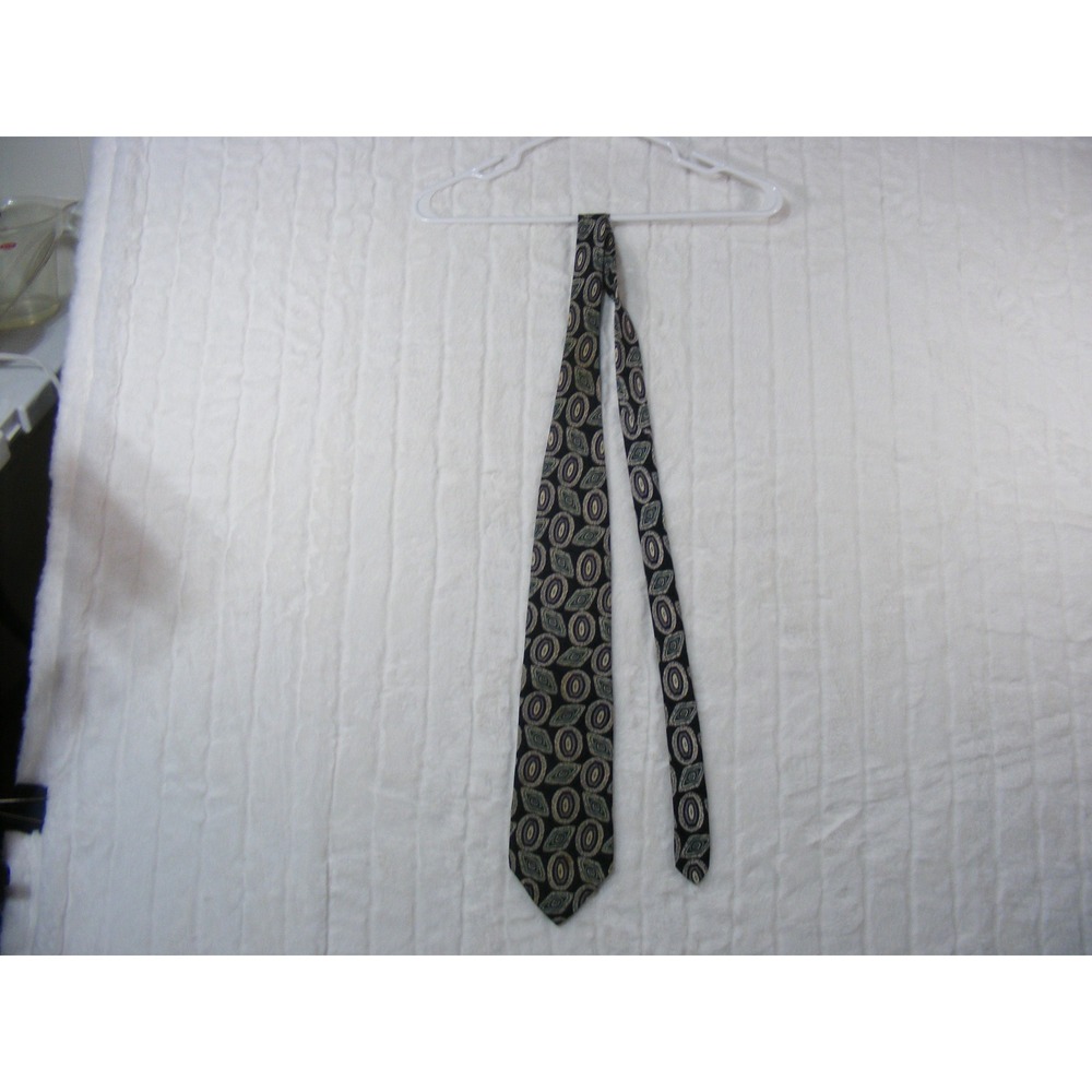Robert Talbott Necktie Mens OS Black Excellent Silk Geometric Studio USA 60in